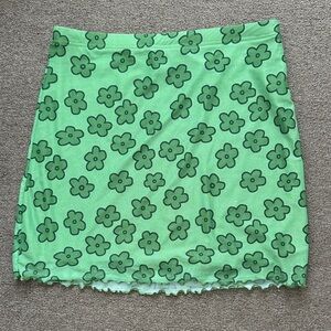 SHEIN Green Floral Mini Skirt